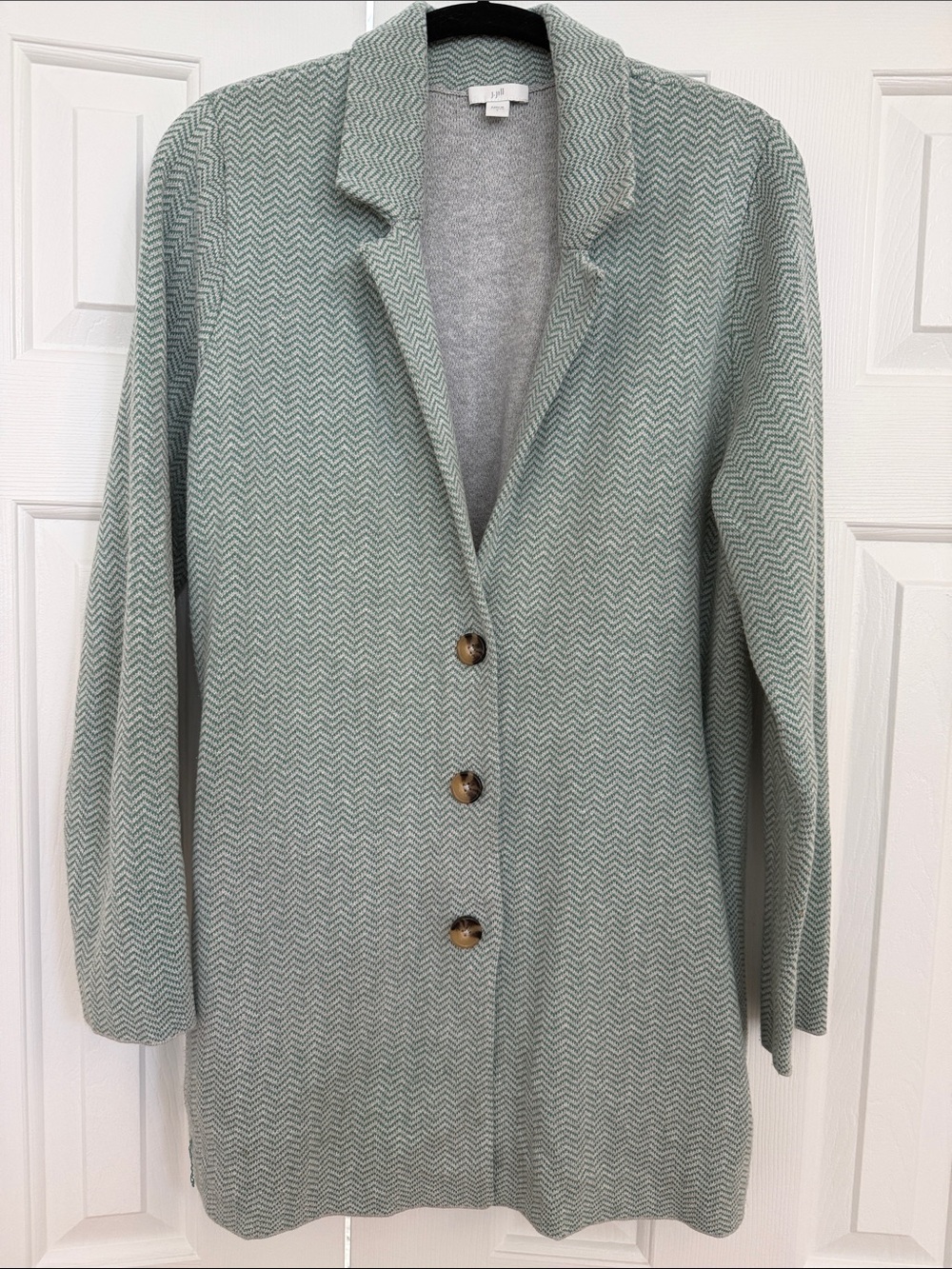 J. Jill Sage Chevron Knit Blazer